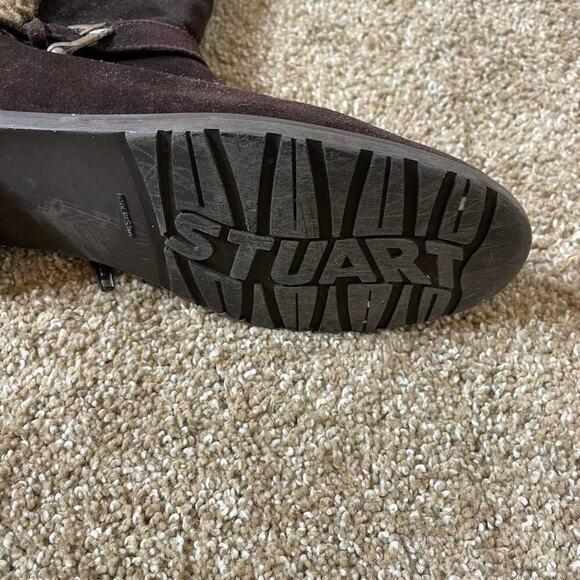 STUART WEITZMAN boots Made in Spain,Brown Suede,BlockHeel,Fur Lined,Women SZ 6.5 - Picture 4 of 8